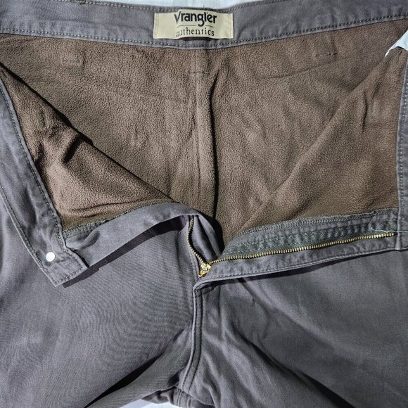 Wrangler Pants Mens 38 x 32 Authentics Fleece lined Cargo Brown Cotton Pants - Picture 9 of 11